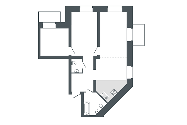 3-комнатная квартира 87,64 м² в ЖК Спектр. Планировка