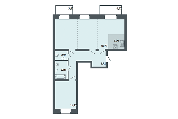 3-комнатная квартира 94,36 м² в ЖК Спектр. Планировка