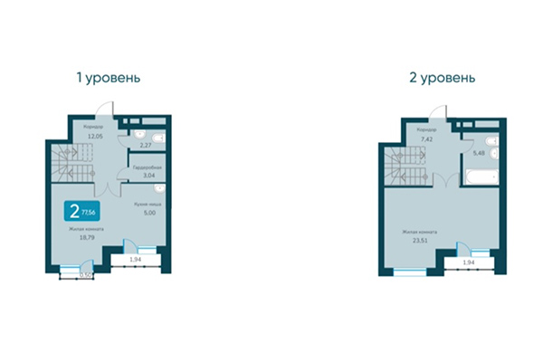 3-комнатная квартира 77,56 м² в ЖК Марсель 2. Планировка