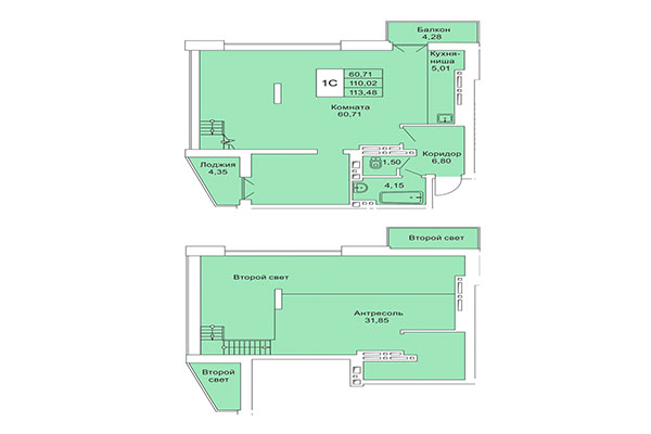 Хайфлет 113,48 м² в Расцветай на Гоголя. Планировка