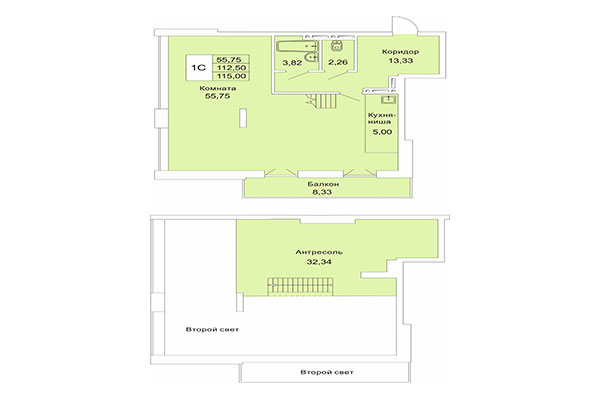 Хайфлет 115,00 м² в Расцветай на Гоголя. Планировка