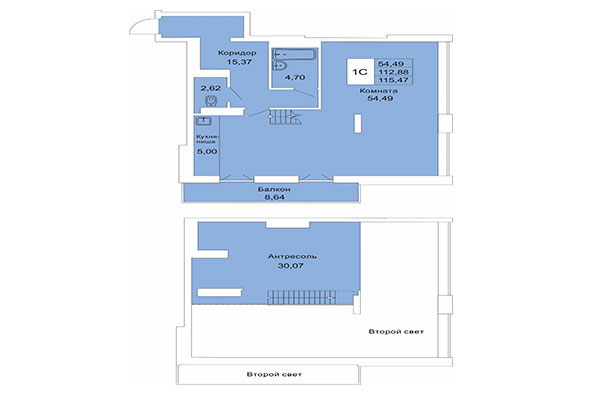 Хайфлет 115,47 м² в Расцветай на Гоголя. Планировка