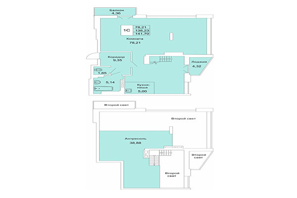 Хайфлет 141,70 м² в Расцветай на Гоголя. Планировка