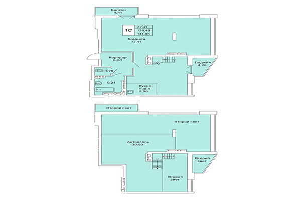 Хайфлет 141,95 м² в Расцветай на Гоголя. Планировка