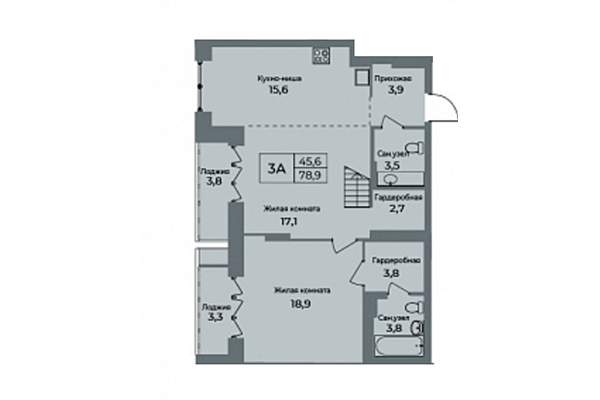 3-комнатная квартира 78,90 м² в ЖК Я Маяковский. Планировка