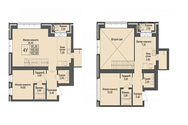 4-комнатная квартира 100,00 м² в ЖК Онега. Планировка