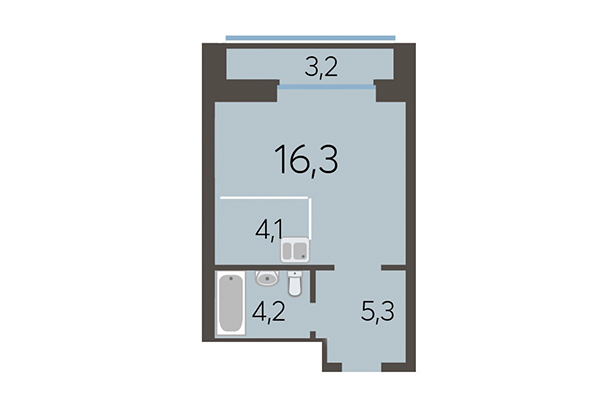 Студия 31,50 м² в ЖК Академия. Планировка