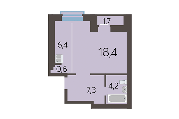 Студия 37,08 м² в ЖК Академия. Планировка