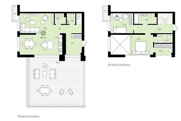 3-комнатная квартира 184,50 м² в Квартал Авиатор. Планировка