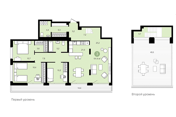 3-комнатная квартира 191,60 м² в Квартал Авиатор. Планировка