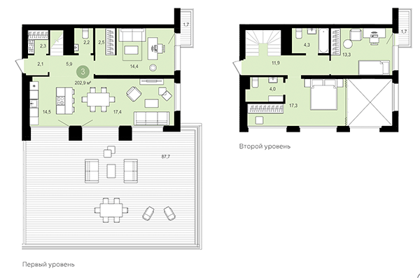 3-комнатная квартира 202,90 м² в Квартал Авиатор. Планировка