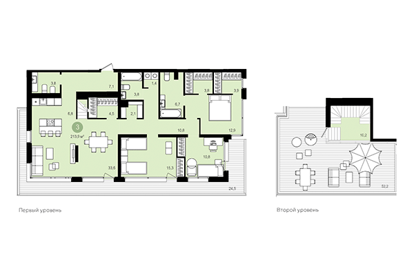 3-комнатная квартира 213,90 м² в Квартал Авиатор. Планировка