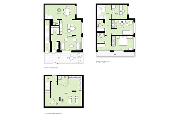 3-комнатная квартира 219,20 м² в Квартал Авиатор. Планировка