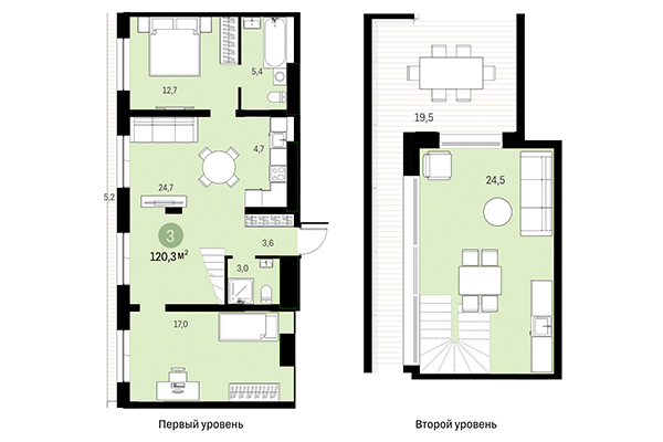 3-комнатная квартира 120,30 м² в Европейский берег. Планировка