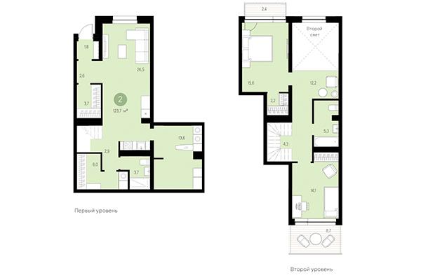 3-комнатная квартира 123,70 м² в Европейский берег. Планировка