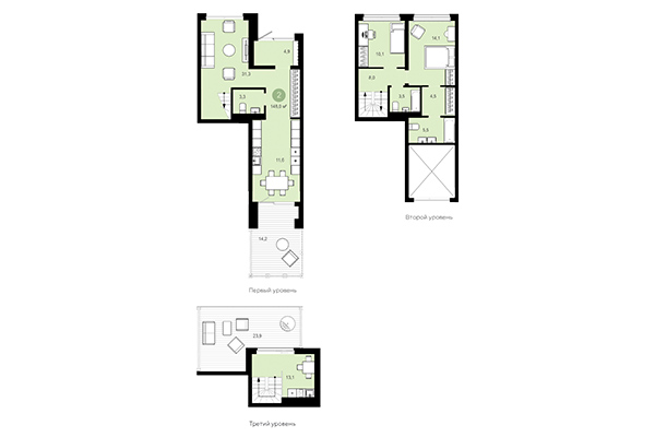 2-комнатная квартира 148,00 м² в Европейский берег. Планировка