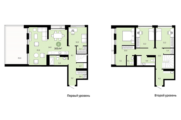 4-комнатная квартира 163,40 м² в Европейский берег. Планировка