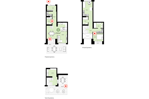 2-комнатная квартира 173,50 м² в Европейский берег. Планировка