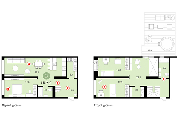 3-комнатная квартира 181,90 м² в Европейский берег. Планировка