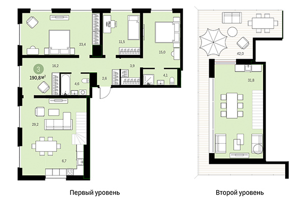 3-комнатная квартира 190,80 м² в Европейский берег. Планировка