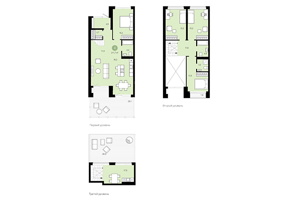 4-комнатная квартира 211,70 м² в Европейский берег. Планировка