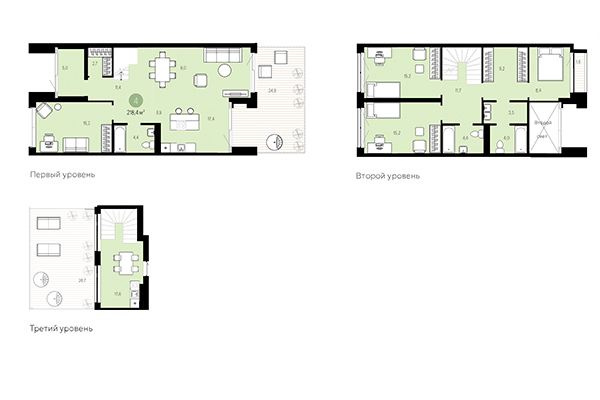 4-комнатная квартира 218,40 м² в Европейский берег. Планировка