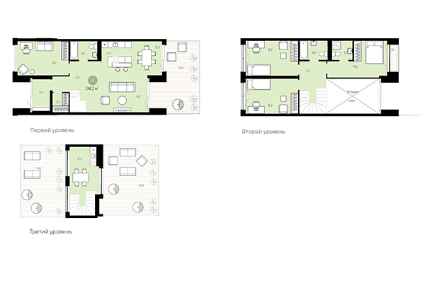 4-комнатная квартира 246,20 м² в Европейский берег. Планировка