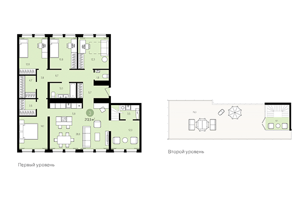 3-комнатная квартира 213,50 м² в Жилой район Пшеница. Планировка