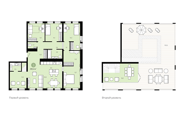 3-комнатная квартира 260,40 м² в Жилой район Пшеница. Планировка