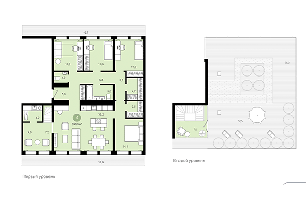 4-комнатная квартира 300,90 м² в Жилой район Пшеница. Планировка