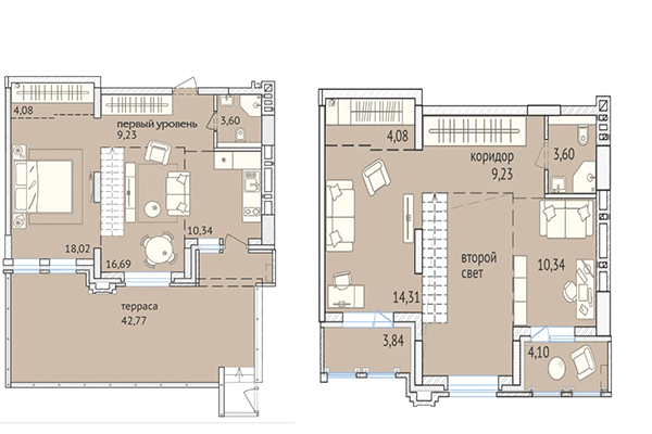 Хайфлет 154,23 м² в ЖК Заельцовский. Планировка