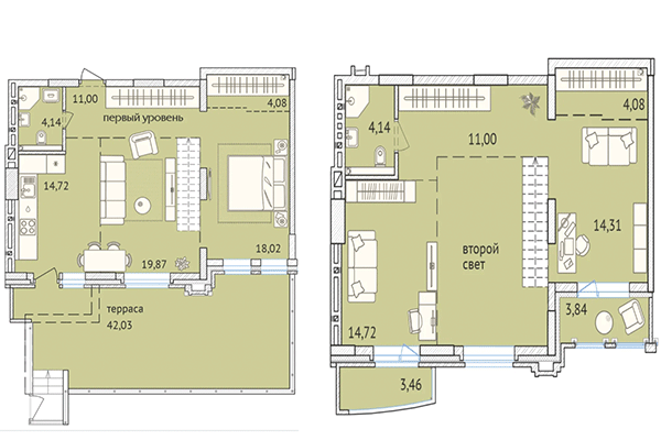 Хайфлет 169,41 м² в ЖК Заельцовский. Планировка