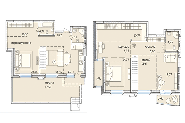 Хайфлет 197,31 м² в ЖК Заельцовский. Планировка